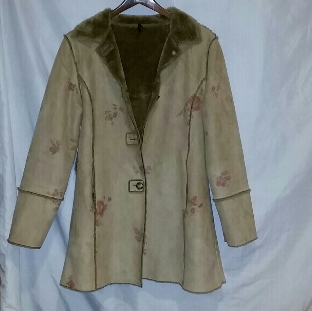Bohemian suede knee length coat